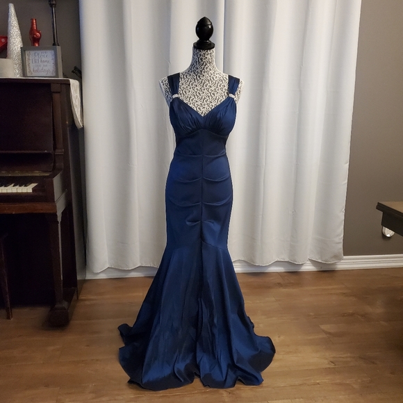 Iridescent Blue Evening Gown - Picture 4 of 13